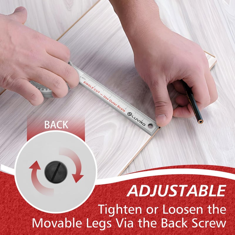 LUVRD Miter Saw Protractor, Professional Miter Angle Finder for Woodworking Replaces the Model #505P-7 Miter Protractor Angle Finder with Measuring Rulers for Carpentry, Crown Molding Tool, Baseboard - Image 5